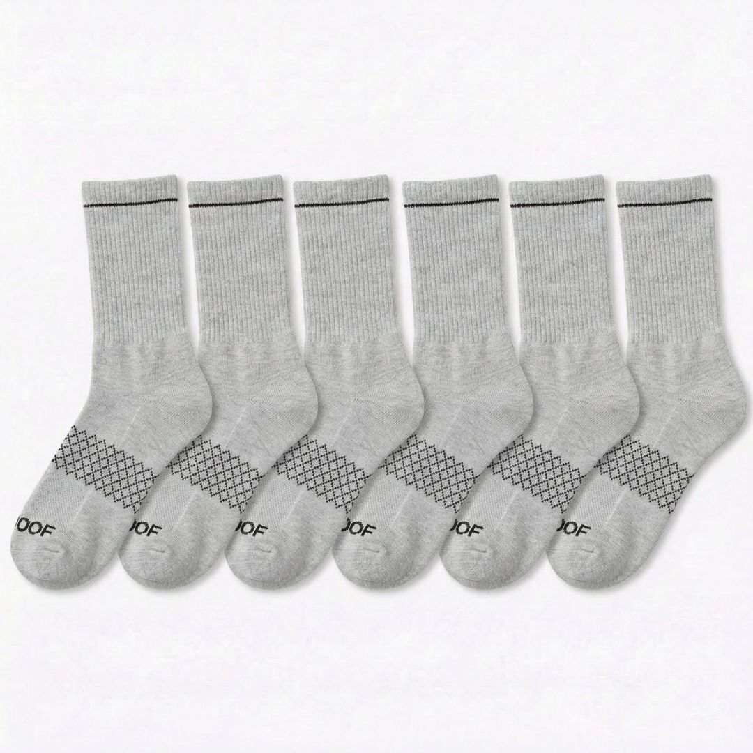 Grey Bamboo Crew Compression Socks 6 Pack