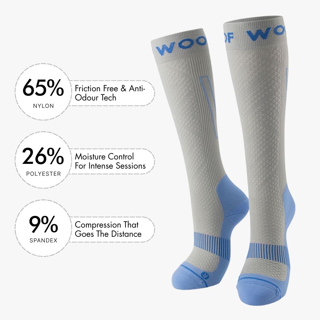 Performance Compression Socks, Grey and Blue