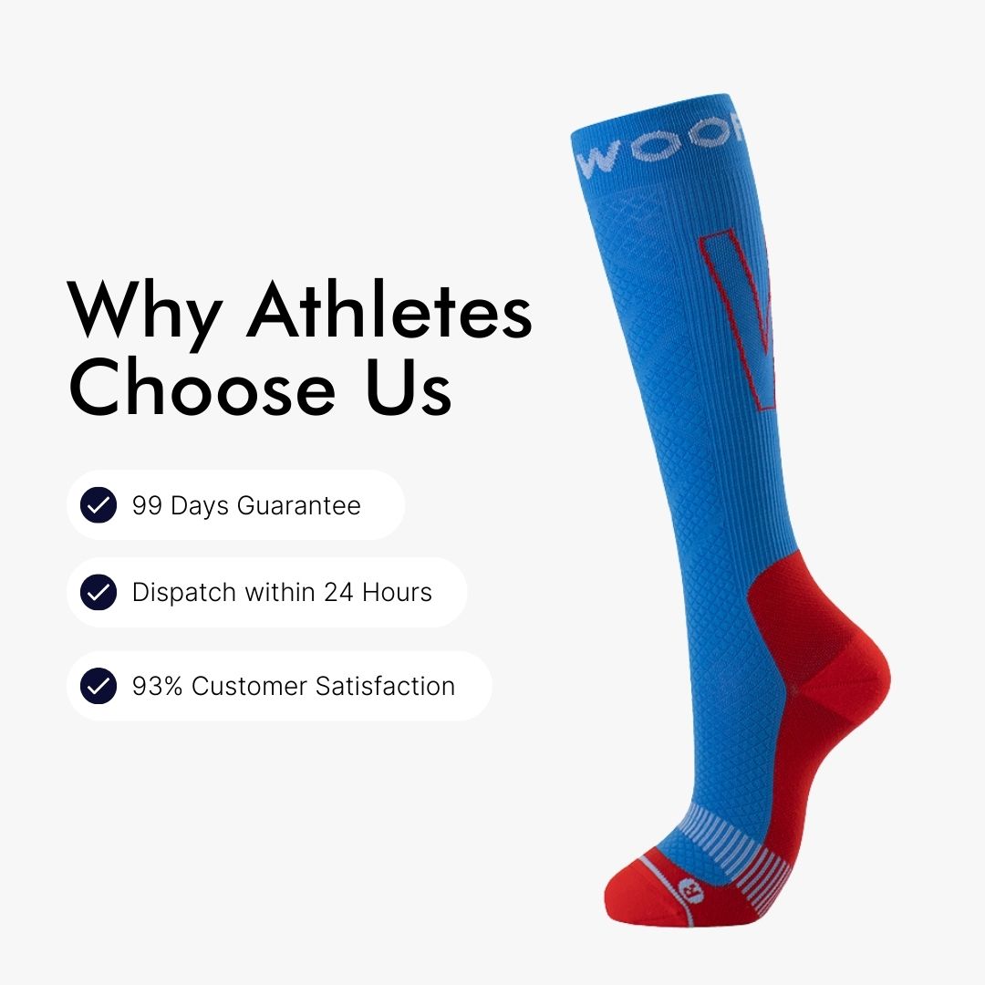 Performance Compression Socks, Blue and Red