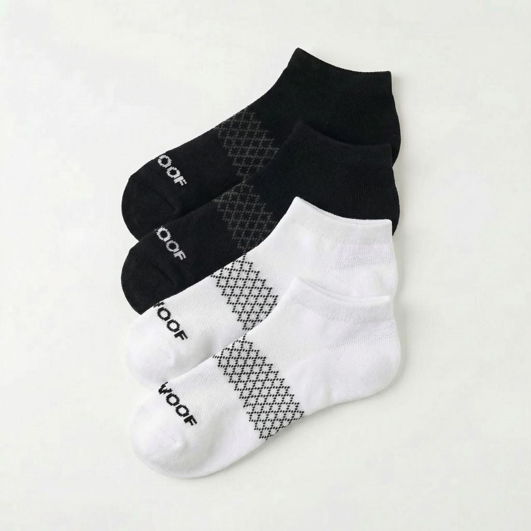 Black & White Bamboo Ankle Compression Socks 4 Pack