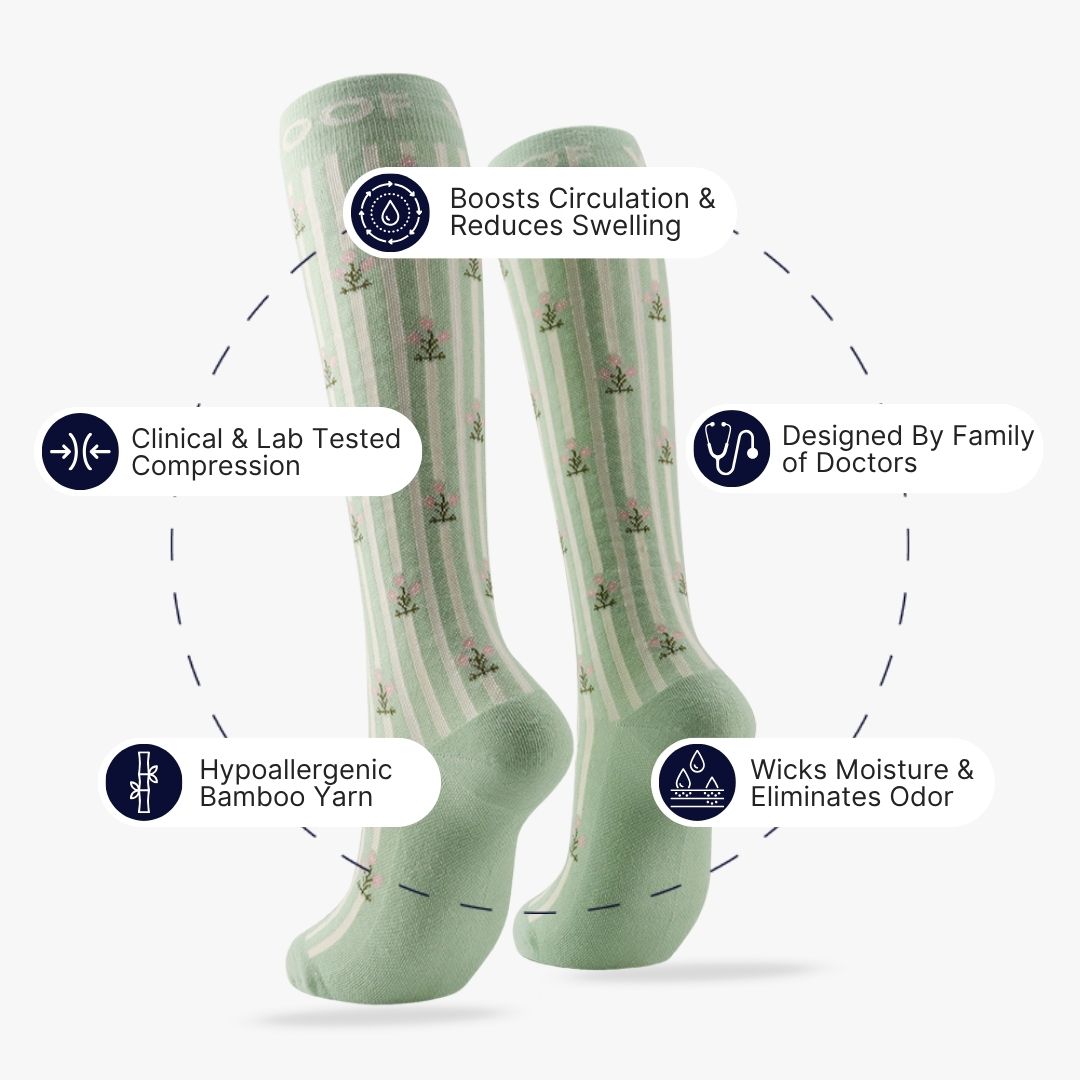 Backyard Blooms Bamboo Compression Socks